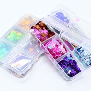 Nuova mappa foglia Nail Art paillettes gioielli stile autunnale colorato foglia d'autunno Glitter decorazioni <span class=keywords><strong>per</strong></span> Nail Art - Product Image 6