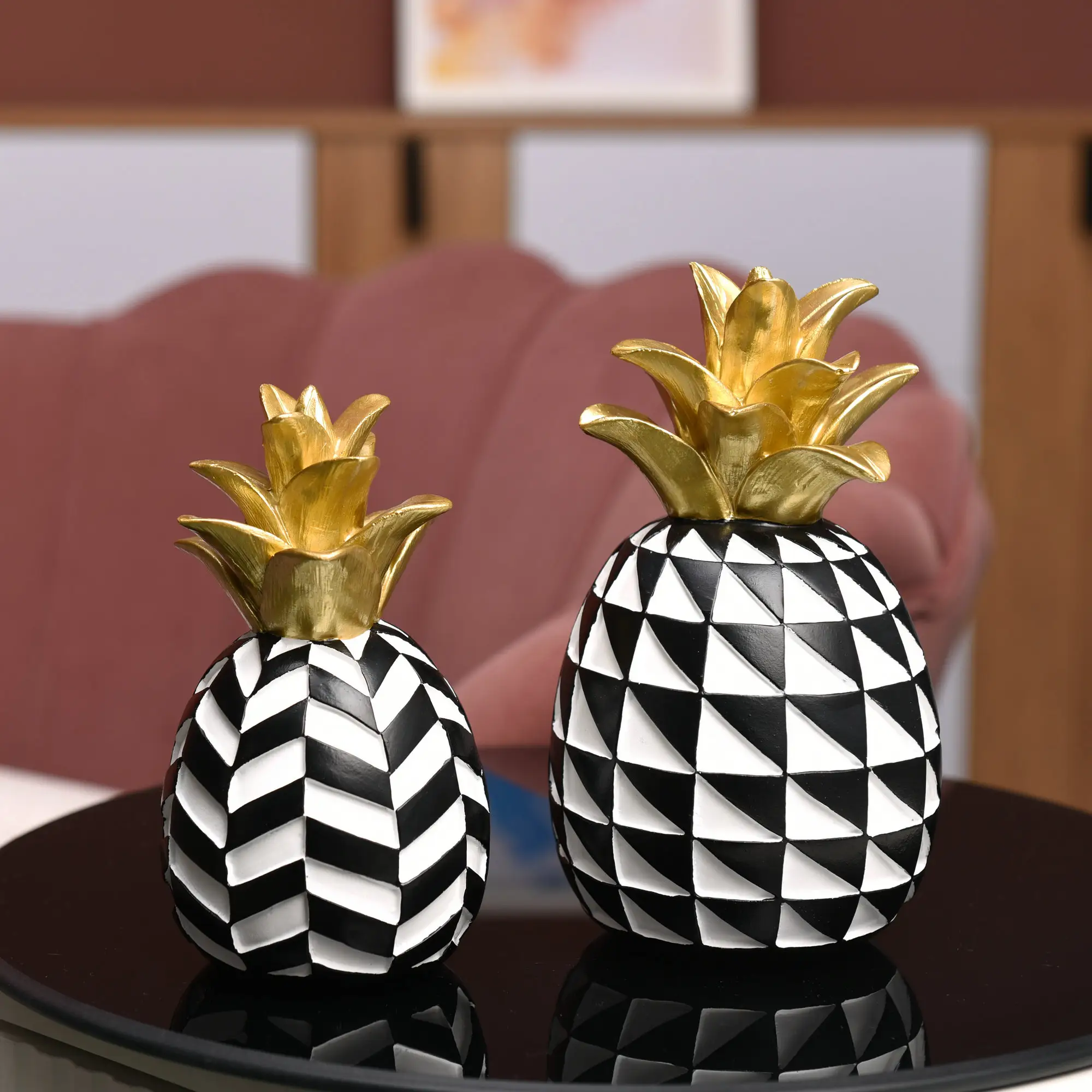 Figuritas de piña para decoración del hogar, mesa moderna Interior, adorno de resina para sala de estar