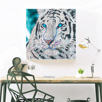 Peinture Diamant 5D DIY en Gros, Motif Mosaïque Forme Spéciale, Strass à Percer Partiellement, Tigre pour Enfants