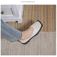 Mocassins plats rétro à bout carré pour femmes 2026, coupe en V, à enfiler, chaussures décontractées pour la marche, OEM ODM, logo personnalisé, talon bas, chaussures plates de bureau pour femmes