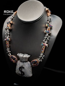 Colgante de Letra Bicolor 3D con Diamantes de Laboratorio - Joyería de Lujo Convertible en Oro de 9K/<span class=keywords><strong>14K</strong></span> Estilo Hip Hop (Certificado IGI) para Boda, Compromiso, Fiesta - Product Image 2