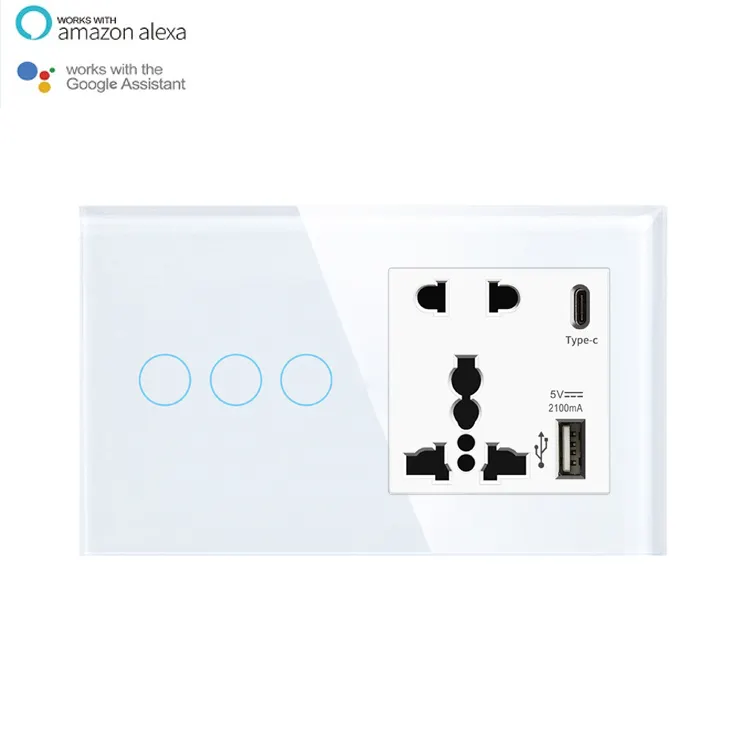 Tuya WiFi Glass Smart Switch 1/2/3/4 Gang Sockets And Switches Electrical With Smart Life App Smart Home Products Device