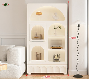 Customized French <strong>Cream</strong> Style <strong>Bookcase</strong> with Luxurious High-End Glass Door - Product Image 5