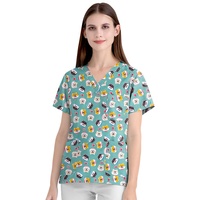 T-shirts à manches courtes et col en V uniformes d'infirmière imprimés de dessins animés modèles explosifs extensibles personnalisés vente en gros