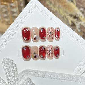 <span class=keywords><strong>Uñas</strong></span> Postizas de Acrílico Rojo Romántico de Lujo, Hechas a Mano, de Alta Calidad, al por Mayor - Product Image 2