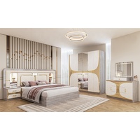 Ensemble de chambre à coucher de luxe turc complet avec lit double king size, meubles de chambre king size en bois avec rangement intégré pour optimiser l'espace