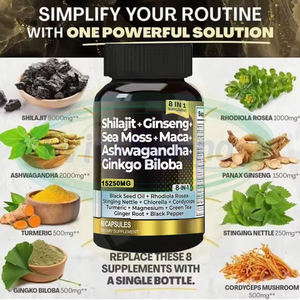 ASAP Shilajit Capsules Complément Immunité et Santé Énergétique Shilajit Ashwagandha Ginseng Curcuma Champignon - Product Image 2