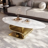 Nouvelle table basse en acier inoxydable moderne et contemporaine dorée brillante pour le salon