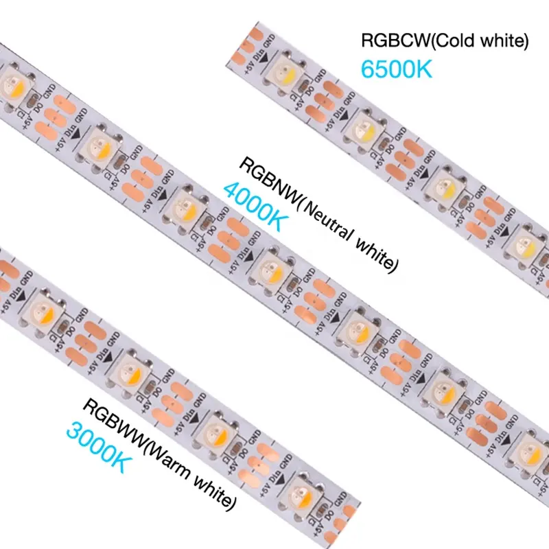 4in1アドレス指定可能5050SK6812RGBウォームホワイト3000KRGBWWニュートラルRGBNW4000KコールドRGBCW6500 K 3060ピクセルLEDストリップライトRGBW