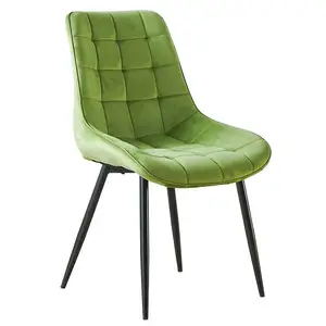 Green Soft and Comfortable Nordic Handicrafts Square Figure Velvet Dining Chair