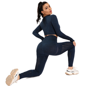 Haut de yoga sans couture pour femme, personnalisable en usine, respirant, léger, séchage rapide, coupe ajustée, pour le fitness et le sport - Product Image 5