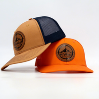 Casquette de baseball unisexe OEM personnalisée avec logo brodé en cuir, casquette trucker à 6 panneaux, casquettes Richardson en maille personnalisées 112