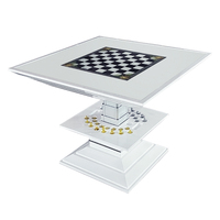 Table basse Chess avec plateau en marbre incrusté, design moderne, multifonctionnelle, relevable, meuble de jeu, table d'appoint pour salon et maison