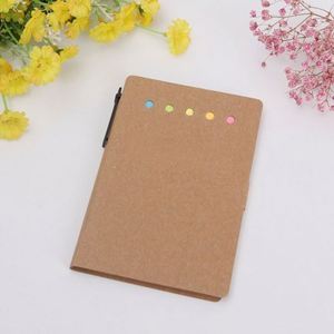 Ensemble de blocs-notes autocollants en papier kraft écologique avec stylo, bloc-notes recyclable avec logo personnalisé pour cadeaux de bureau - Product Image 2