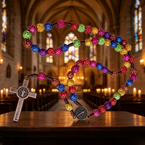 Chapelet catholique en résine de haute qualité, rond, avec perles d'Assise, motif croix, 20 chevaliers templiers, vente en gros, en vrac, pour la vente en gros de articles religieux. - Product Image 5