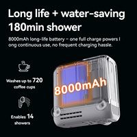 Pompe de douche portable Qunature pour l'extérieur, 8000 mAh rechargeable, étanche IPX8, pour le camping, la voiture, le vélo, le lavage des animaux