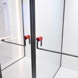 Box Doccia Moderno in Acciaio Inox Grigio Guny 2-in-1 a Forma di T con Vetro Temperato Rivestito da 8mm per Hotel e Appartamenti - Product Image 4