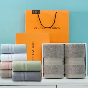 Luxury Hotel White Custom Thickening 100% Cotton Soft Towel Set in Gift Box Bathroom Face Hand Bath Towels Set for Hotel