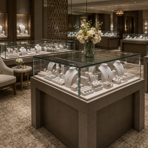 Vitrines de présentation de bijoux en verre sur mesure de luxe, éclairées par LED, pour solution d'aménagement intérieur de magasin de bijouterie haut de gamme - Product Image 3