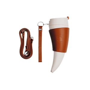 High Quality Stainless Steel Goat Horn <strong>Thermos</strong> Cup PU Leather Lid Cup Holder Outdoor Coffee Beer Metal Armoured Painted Animal - Product Image 2