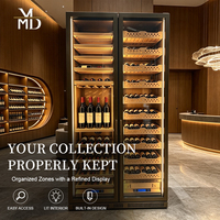 Humidor de luxe en bois à double zone pour vin et cigares avec éclairage LED et refroidisseur intégré haut de gamme pour hôtels/club privés