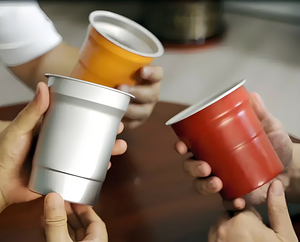 Vaso de Cerveza/Cola Desechable de Aluminio de 0.18mm, Ecológico, Diseño Clásico, 12 oz, para Campamento y Fiestas, Personalizado - Product Image 1
