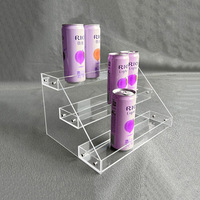 Présentoir en acrylique transparent à 3 niveaux en forme de U, moderne et minimaliste, avec étagère inclinée à assembler par vis pour figurines de blind box
