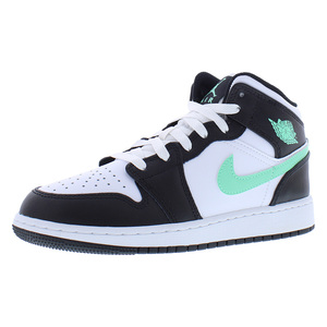 Chaussures de basketball For For 1 Mid Leather GS Blanc Vert Lumineux Noir avec doublure en mesh, logo brodé et lacets - Product Image 1