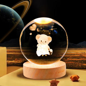 Cadeau de noël 3D galaxie boule de cristal Base en bois système solaire planète lumière LED chambre Table bureau décoration veilleuse - Product Image 4