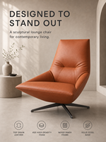 Fauteuil d'appoint moderne rembourré en cuir pleine fleur ou tissu, confortable pour salon et chambre à coucher, directement de l'usine