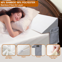 Oreiller de lit avec couverture en mélange de fibres de bambou Mousse haute densité et poche latérale pour pontage d'espace de chambre à coucher