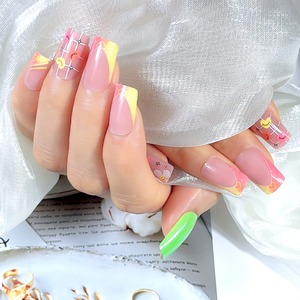 <span class=keywords><strong>Ongles</strong></span> courts carrés à pointe française, motif cœur, <span class=keywords><strong>couleur</strong></span> <span class=keywords><strong>rose</strong></span> - Product Image 3