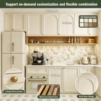 Gabinete de Cocina Color Crema Mate sin Tiradores, Moderno, de Dos Tonos, con Estante Abierto, de Madera, Personalizado, Venta al por Mayor de Fábrica
