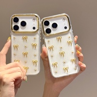 Paillettes scintillantes 3d or arc conception étui de protection pour téléphone pour Iphone 17 16 Pro Max mignon clair antichoc Mobile couvre pour les filles
