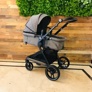 Brightbebe carrinho de bebê 2 em 1, carrinho de bebê de couro de alta qualidade, sistema de viagem de luxo, transformação para carrinho