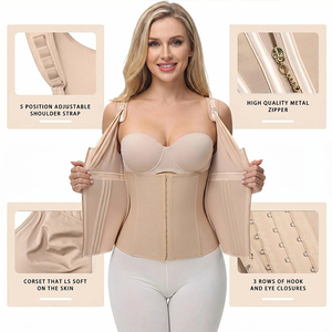 <span class=keywords><strong>Faja</strong></span> corsé reductora de cintura para mujer con cremallera, moldeadora de cuerpo, control de abdomen, <span class=keywords><strong>faja</strong></span> deportiva con sujetador ajustable - Product Image 6