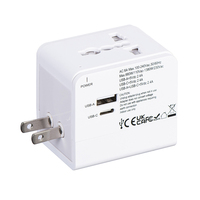 FOXCAN Chargeur Mural International Tout-en-un Double USB, Matériau Ignifuge PC, Protection Contre la Recharge Excessive, Adaptateur de Voyage Universel