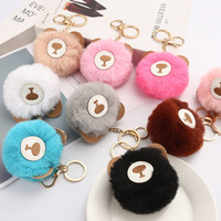 Nouvel arrivage de porte-clés Kawaii ours artisanat pour femmes pour sac à dos gobelet breloques ours Pom Pom porte-clés Girly bracelet porte-clés
