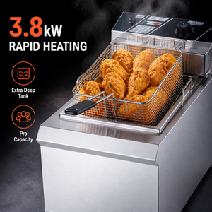 Freidora Eléctrica Comercial de 12.5L, Tanque Único, Cesta Individual, 3.8kW, para Papas Fritas, Pollo, Bocadillos, Restaurantes y Servicios de Catering - Product Image 3
