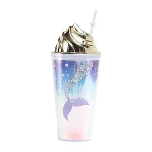 Wholesale New Mold Design Eco-Friendly 16OZ Plastic Double Wall Ice Cream Tumbler