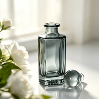 Bouteille de présentation d'huile d'Attar Oud en verre transparent noir personnalisée de 250 ml avec bouchon en verre