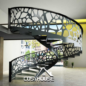 Escalera Moderna con Barandilla <span class=keywords><strong>de</strong></span> Vidrio, Escalera Recta con Plataforma, Escalera <span class=keywords><strong>de</strong></span> Acero y <span class=keywords><strong>Madera</strong></span> <span class=keywords><strong>para</strong></span> <span class=keywords><strong>Diseño</strong></span> <span class=keywords><strong>de</strong></span> <span class=keywords><strong>Interiores</strong></span> - Product Image 6