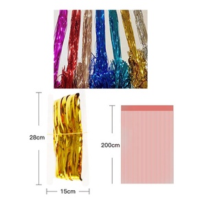 Decorazione per sfondo di festa Tinsel metallizzato Laser oro rosa opaco <span class=keywords><strong>arcobaleno</strong></span> verde lamina rosa frangia tenda pioggia - Product Image 2