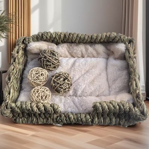 Birdstory Umweltfreundliches Atmungsaktives Grashaus für Kaninchen, <span class=keywords><strong>Hamster</strong></span> & Katzen - Gewebte Hütte Multifunktional zum Schlafen/Spielen/Kauen 34x30x13cm - Product Image 2