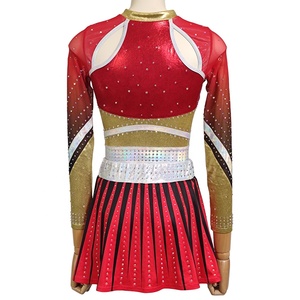 Abbigliamento di danza allegria all'ingrosso personalizzato di alta qualità Modulare rosso con cristallo lucido per le ragazze - Product Image 2