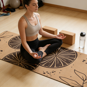 Tapetes de <span class=keywords><strong>Yoga</strong></span> de Corcho y Caucho Reciclables Personalizados con Logotipo en Relieve y Bolsa para <span class=keywords><strong>Yoga</strong></span> - Product Image 1