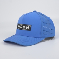 Casquettes de baseball unisexe avec 5 trous découpés au laser, logo personnalisé en patch PVC caoutchouc, perforées, imperméables, ethniques, pour sports de plein air, modèle quatre