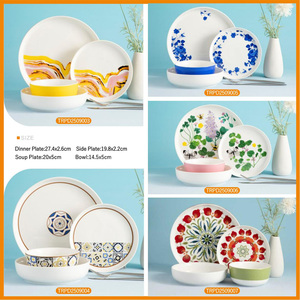 Customized Modern European Style Ink Painting Table Dinnerware <b>White</b> Porcelain <b>Dinner</b> <b>Set</b> - Product Image 3