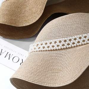 Chapeau <span class=keywords><strong>de</strong></span> paille d'été pour femmes, à large bord, pour les vacances à <span class=keywords><strong>la</strong></span> plage, protection solaire, chapeau seau tendance, vacances, chapeau <span class=keywords><strong>de</strong></span> soleil décoré <span class=keywords><strong>de</strong></span> perles - Product Image 3