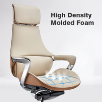 Haut dossier exécutif patron PDG directeur chaise de bureau confortable Base en aluminium en cuir véritable hauteur réglable chaises d'ordinateur